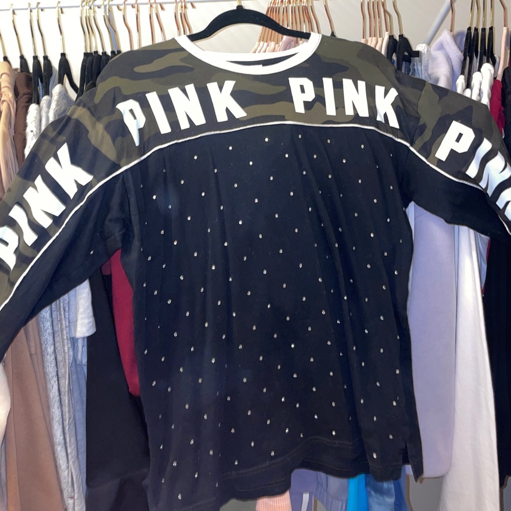 VS PINK Camo Bling Long Sleeve Shirt